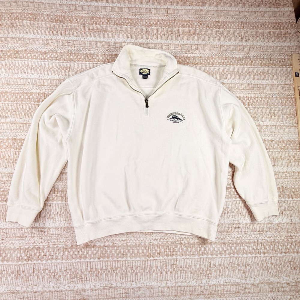 Tommy Bahama Men L Yellow Long Sleeve Pullover Sweatshirt Sweater Knit